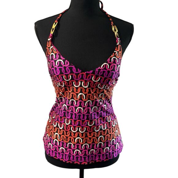 NWT! Trina Turk Women's Echo Chain Halter Tankini Top & Bottoms - Size 4 - Picture 7 of 15